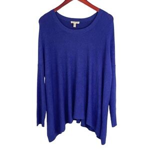 Eileen Fisher sweater top long sleeve shark bite viscose blue women medium